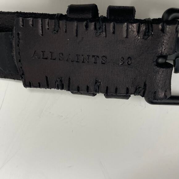 Allsaints Black Embossed Anthracite Leather Belt Size 38 AS400028 - Picture 4 of 8